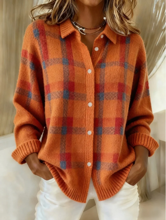 Cardigan elegante a quadri