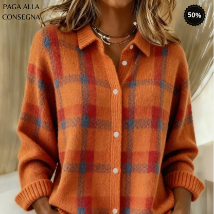 Cardigan elegante a quadri